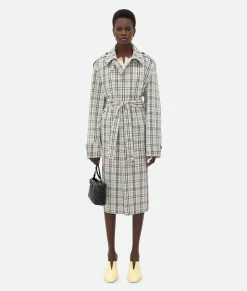 Checked Cotton Trench Coat