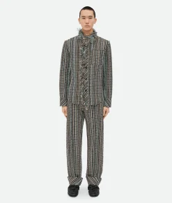 Cotton Check Jacket With Fringes