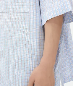 Cotton Linen Check Overshirt With 