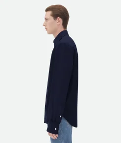 Cotton Shirt With Top Stitching