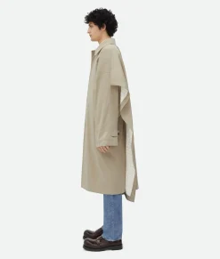 Cotton Silk Cape Trench With Check Lining