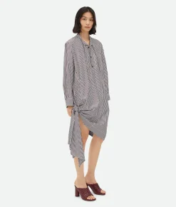 Cotton Striped Dress With Knot Detail