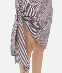 Cotton Striped Dress With Knot Detail