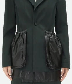 Cotton Twill Jacket With Leather Pockets