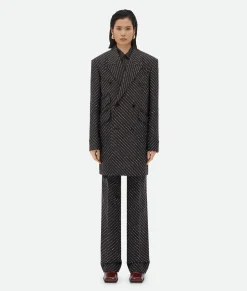 Diagonal Boucle Pinstripe Coat