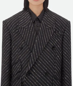 Diagonal Boucle Pinstripe Coat