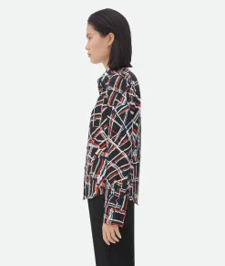 Distorted Check Printed Silk Shirt