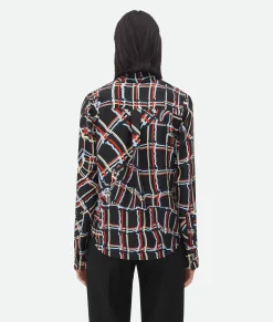 Distorted Check Printed Silk Shirt