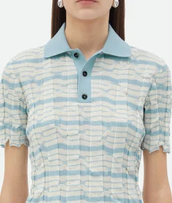 Distorted Stripe Cotton Polo
