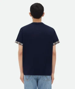 Double Layer Checked Cotton T-Shirt