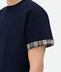 Double Layer Checked Cotton T-Shirt