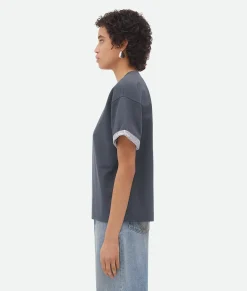 Double Layer Striped Cotton T-Shirt