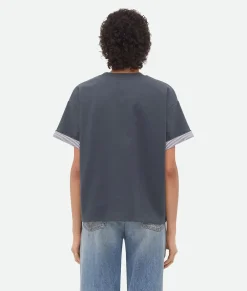 Double Layer Striped Cotton T-Shirt