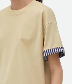 Double Layer Striped Cotton T-Shirt