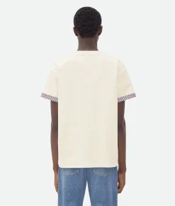 Double Layer Striped Cotton T-Shirt
