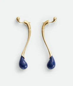 Drop Earrings With Lapis Stone