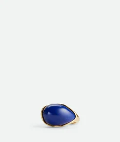 Drop Ring With Lapis Stone