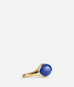 Drop Ring With Lapis Stone