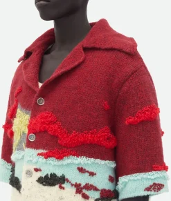 Embroidered Intarsia Wool Shirt