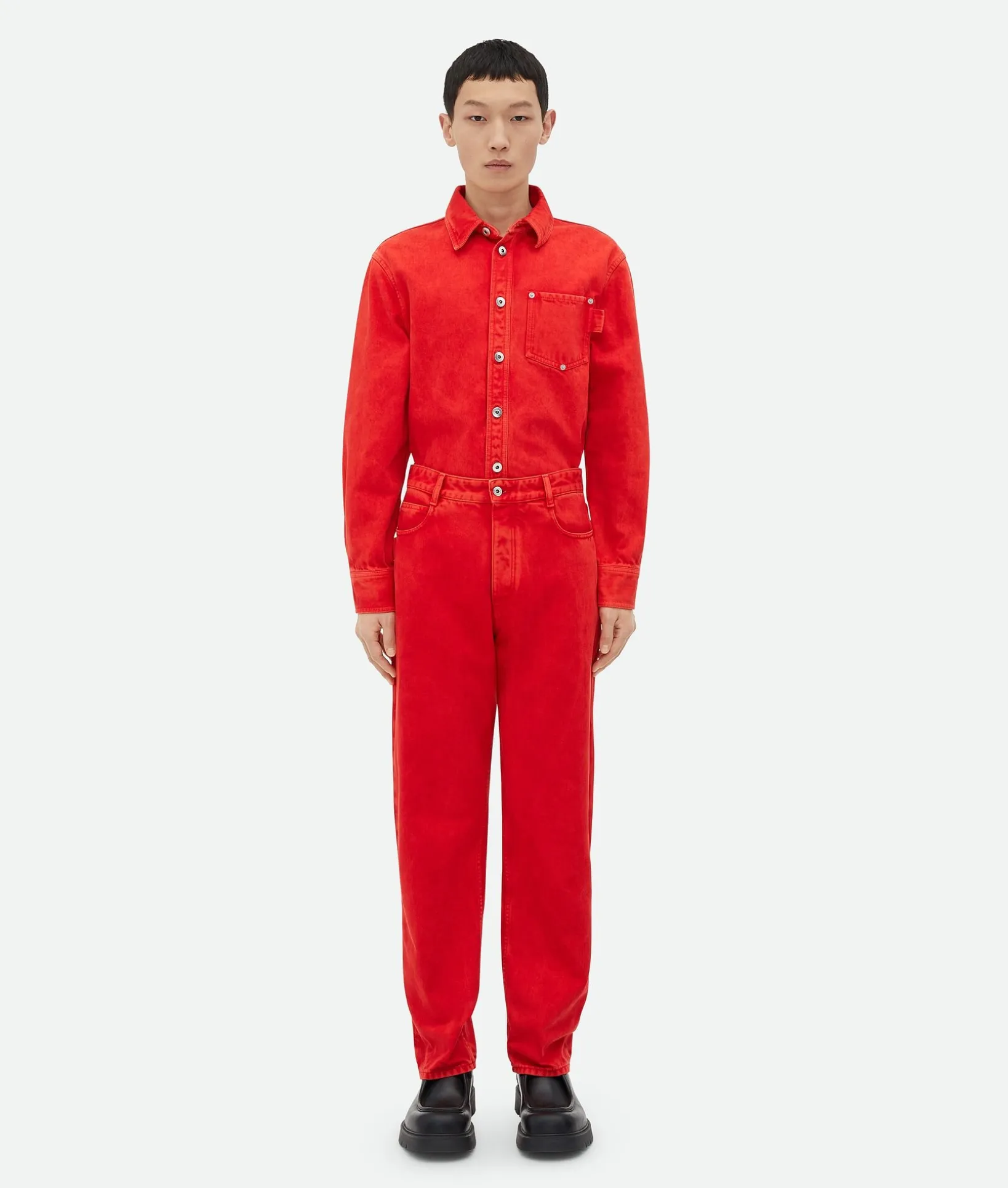 Faded Color Washed Denim Trousers