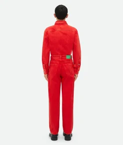 Faded Color Washed Denim Trousers