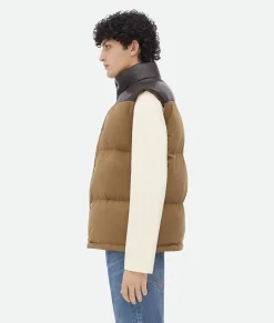 Frosted Poplin And Leather Gilet