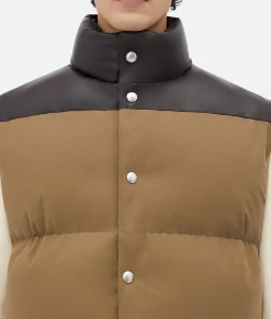 Frosted Poplin And Leather Gilet