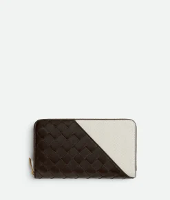 Intrecciato Diagonal Large Zip Around Wallet