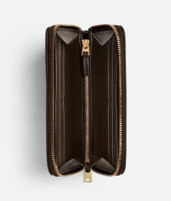 Intrecciato Diagonal Large Zip Around Wallet