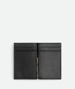 Intrecciato Flap Card Case With Bill Clip