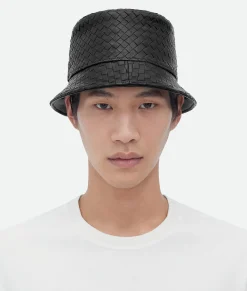 Intrecciato Leather Bucket Hat