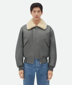 Leather Jacket With Shearling Collar