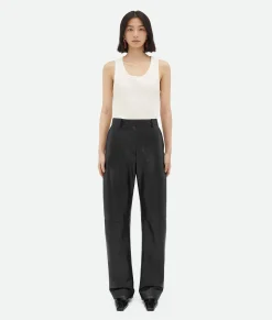 Leather Rounded Leg Trousers
