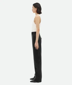 Leather Rounded Leg Trousers