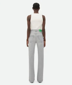 Light Grey Washed Flared Denim