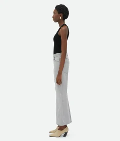 Light Grey Washed Flared Denim