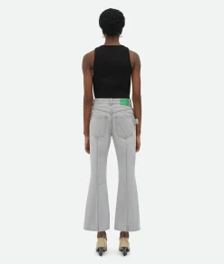 Light Grey Washed Flared Denim