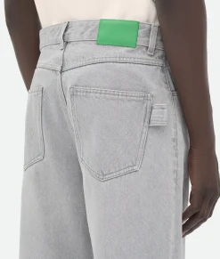 Light Grey Washed Wide Leg Denim