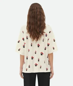 Linen Jacquard Flowers T-Shirt
