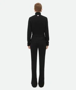 Matt Viscose Jersey Flared Trousers