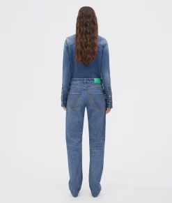 Medium Washed Mid Rise Straight Denim