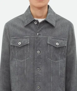 Printed Leather Denim Jacket