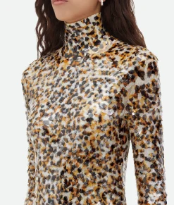 Printed Sequins Cotton Dress