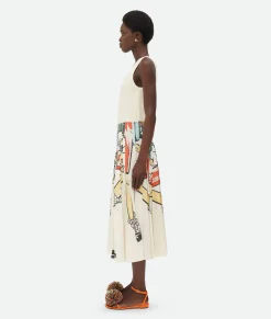Printed Viscose Plisse Midi Skirt