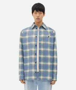 Relaxed Fit Flannel-Printed Leather Shirt