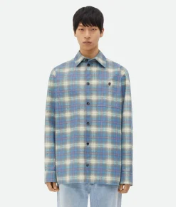 Relaxed Fit Flannel-Printed Leather Shirt