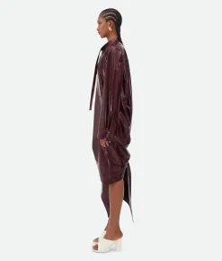 Shiny Leather Dress With Knot Detail