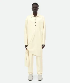 Shiny Leather Long Shirt With Knot Detail