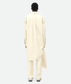 Shiny Leather Long Shirt With Knot Detail