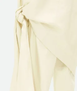 Shiny Leather Long Shirt With Knot Detail